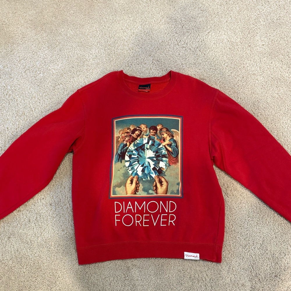 Exclusive Diamond Supply Co. Graphic Sweatshirt Large Red “Diamond Forever”